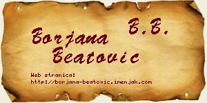 Borjana Beatović vizit kartica